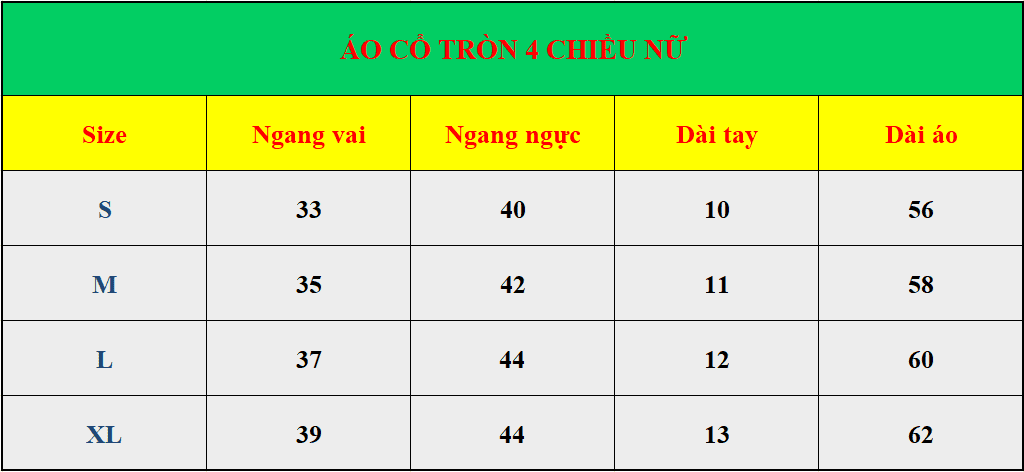 Áo cổ tròn 4 chiều nữ