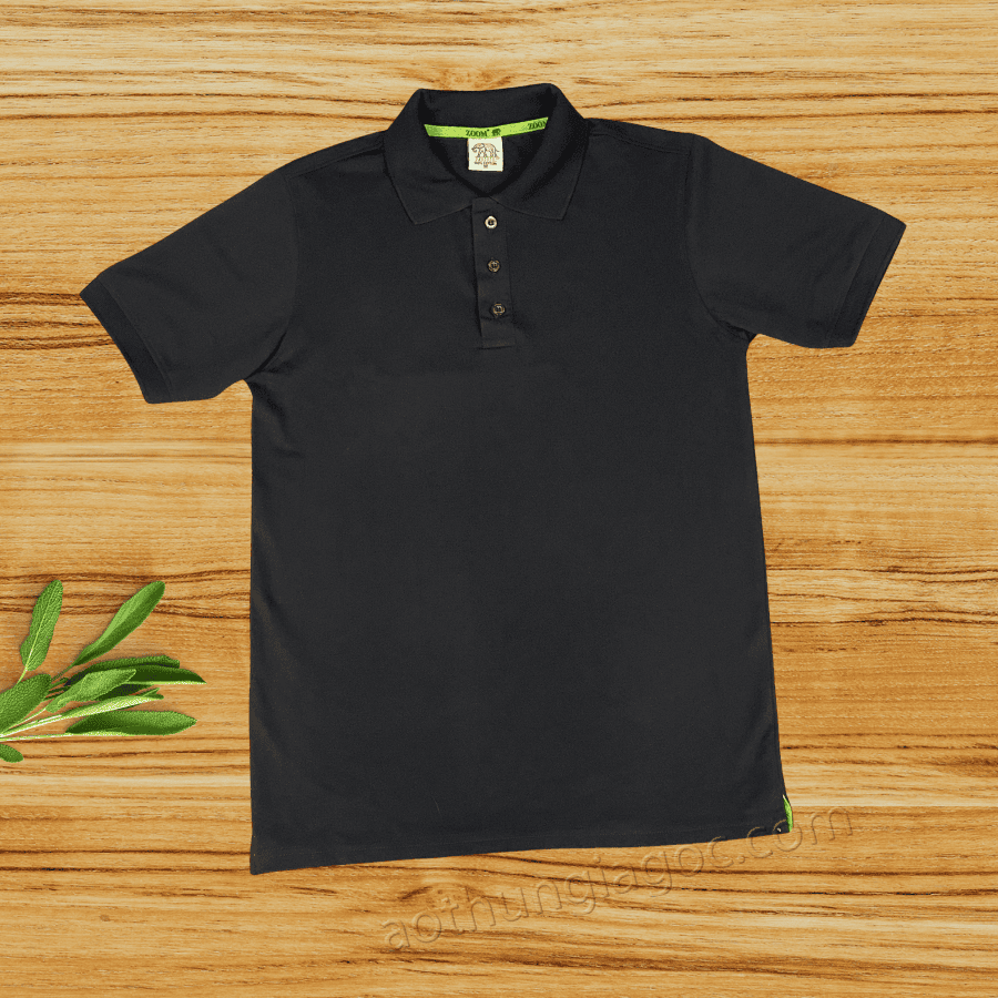 áo polo cá sấu 4 chiều nam màu đen