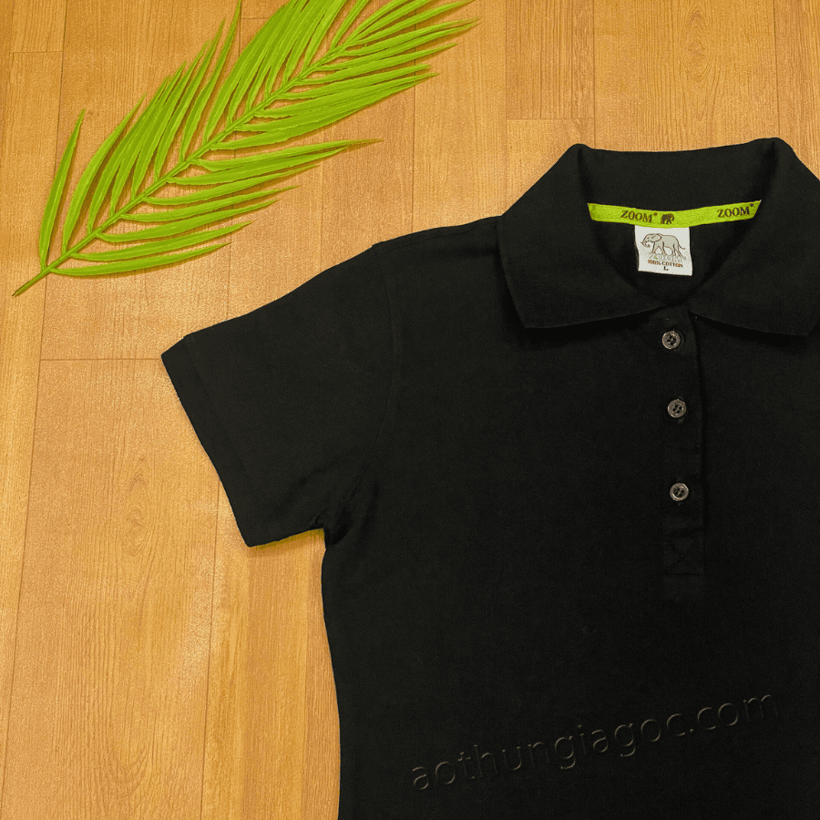 áo polo cá sấu 4 chiều nữ màu đen