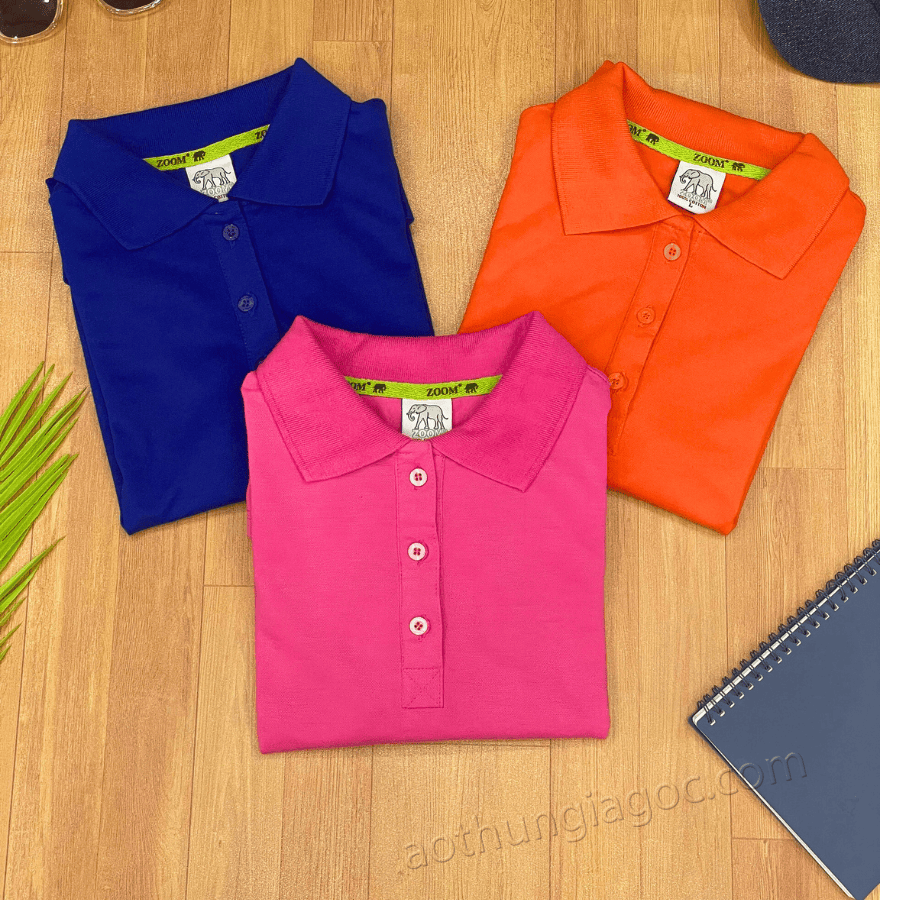 áo polo cá sấu 4 chiều nữ màu hồng