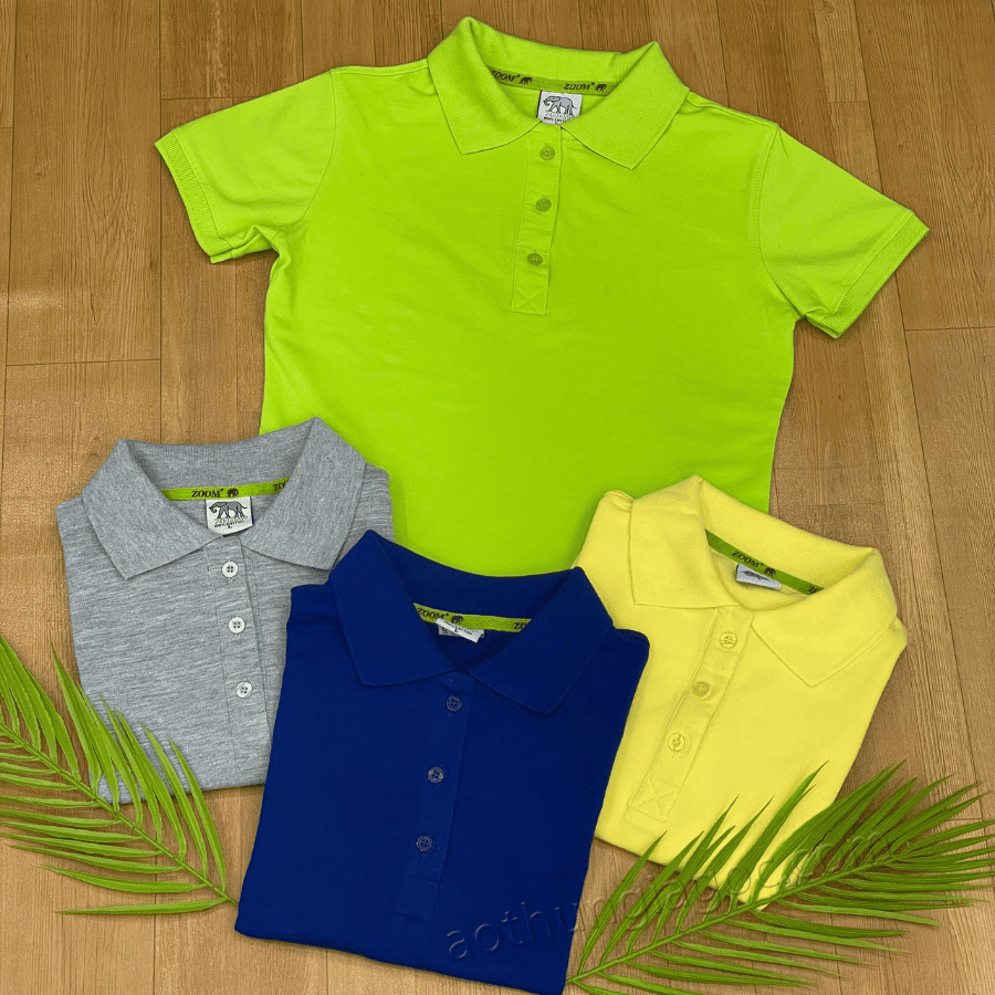 áo polo cá sấu 4 chiều nữ màu xanh chuối