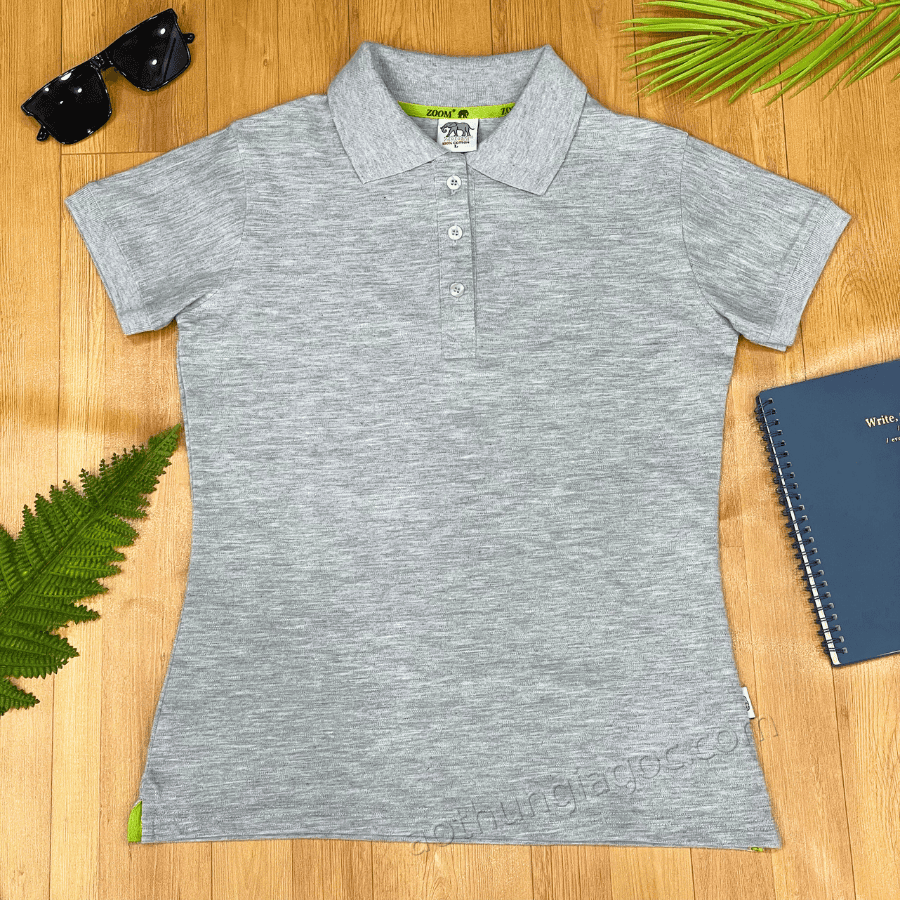 Áo polo cá sấu 4 chiều nữ màu xám