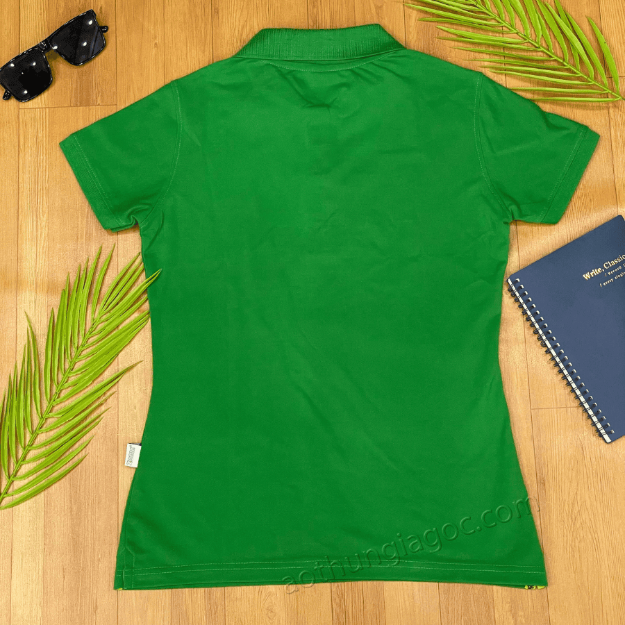 áo polo cá sấu 4 chiều nữ màu xanh két